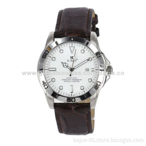 Men's Analog Quartz Wristwatch with 3ATM Waterproof, CE/RoHS Mark, Leather Material